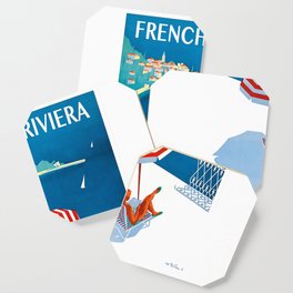1954 FRENCH RIVIERA Travel Poster Coaster