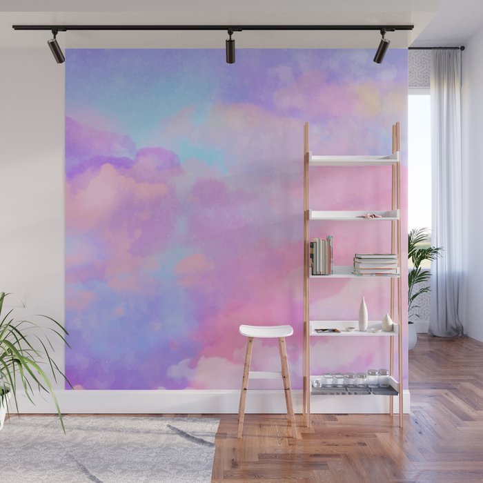 DREAMER Aesthetic Pink Clouds Wall Mural