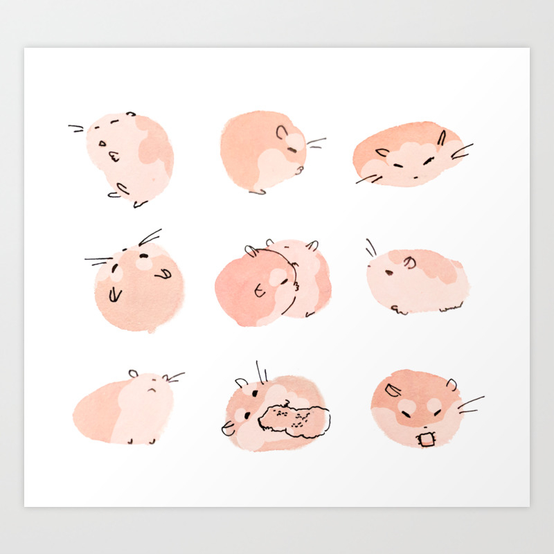 Robo Blobos Cute Dwarf Hamsters Square Art Print By Luelly