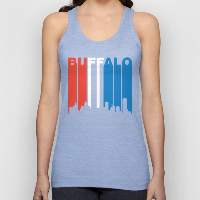 Red White And Blue Buffalo New York Skyline Tank Top
