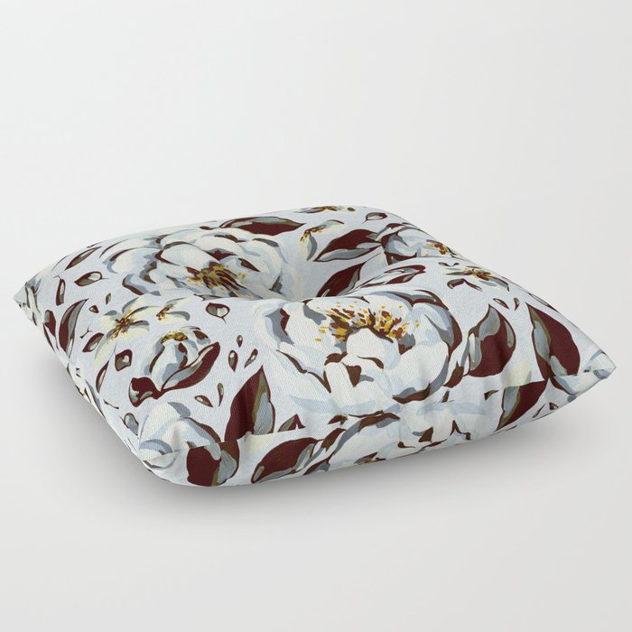 Dusty flower filed watercolor grey Pattern Floor Pillow