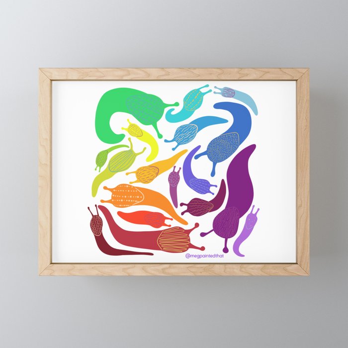 Rainbow Slug Friends Framed Mini Art Print