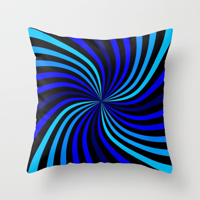 Blue Psychedelic Swirl Throw Pillow