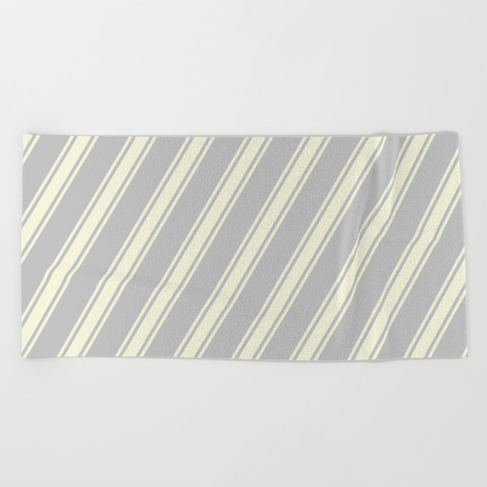 Grey and Beige Colored Lines/Stripes Pattern Beach Towel
