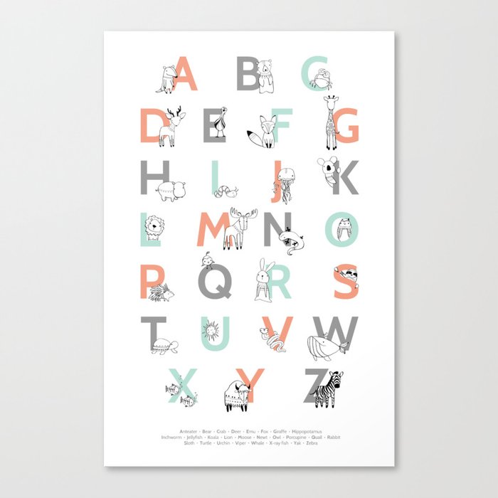Animal Alphabet Canvas Print