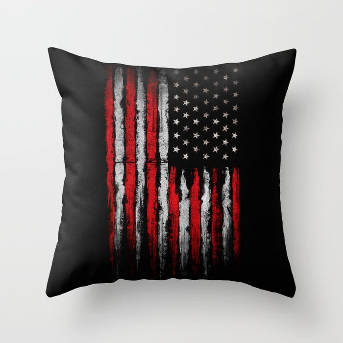 Red & white Grunge American flag Throw Pillow