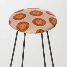 Fun Sun Face Pattern Cream Beige  Counter Stool