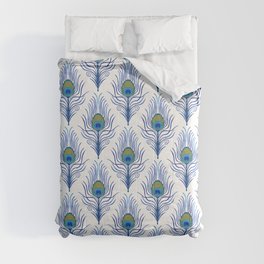 Peacock Feathers 1. Navy Comforter