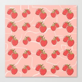 Cute Pink Strawberry Pattern Canvas Print