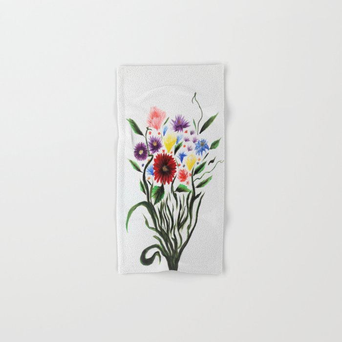 Acrylic Flowers Bouquet Art Print Hand & Bath Towel