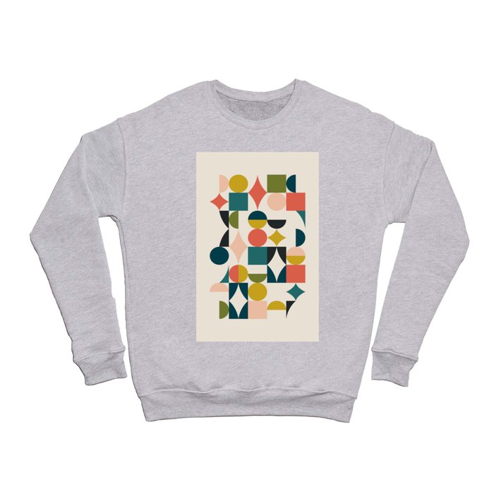 Mid Century Modern Abstract Colorful Shapes Funky Cool Minimalist Pattern  Crewneck Sweatshirt by EnShape
