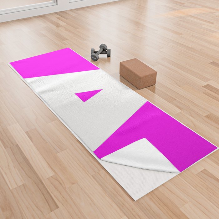 A (White & Magenta Letter) Yoga Towel