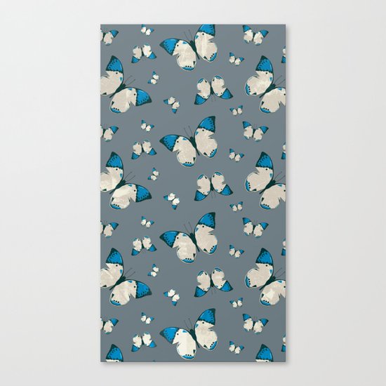 Spring Butterfly (Blue Pattern) Canvas Print