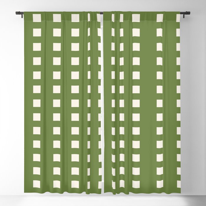 Avocado Green Modern Minimalist Square Geometric Pattern Blackout Curtain