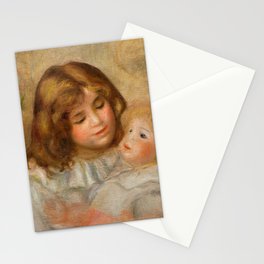 Little Girl with her Doll by Pierre-Auguste Renoir Stationery Card