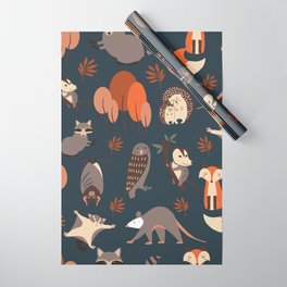 Woodland Nocturnal Animals Wrapping Paper