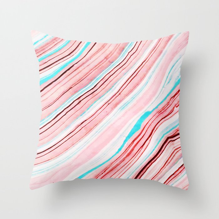 Between the Lines, Pastel Watercolor Abstract Painting, Subtle Neutral Minimal Illustration Throw Pillow