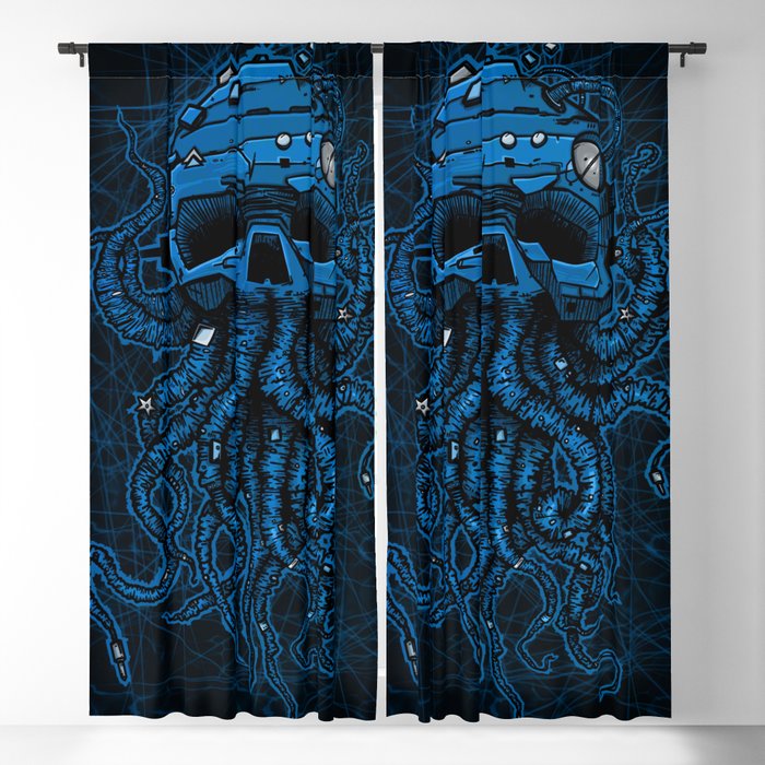 blue kraken skull Blackout Curtain
