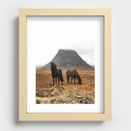 Wild Horses at Kirkjufell Recessed Framed Print