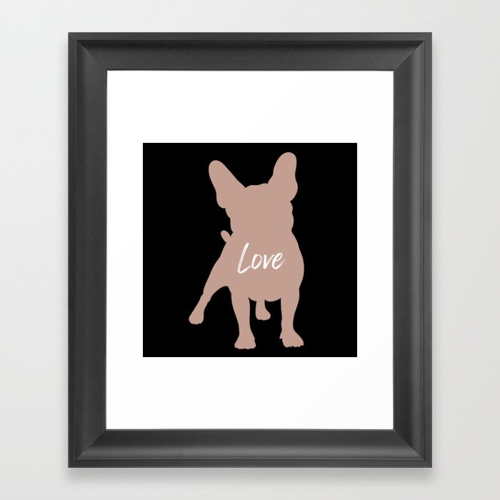 French bull dog love silhouette Framed Art Print