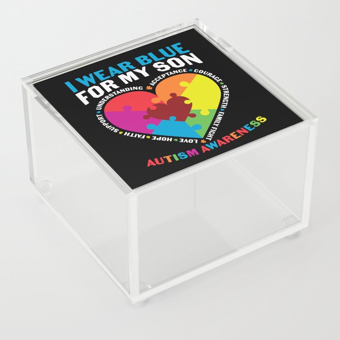 I Wear Blue For My Son Autism Awareness Acrylic Box