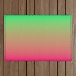 Lime Green Mojito to Bright Flamingo Pink Ombre Shade Color Fade Outdoor Rug