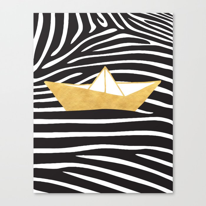 GOLD PAPER BOAT GEOMETRY Canvas Print
