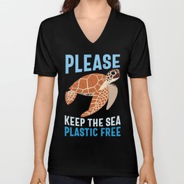 Please Keep The Sea Plastic Free V Neck T Shirt