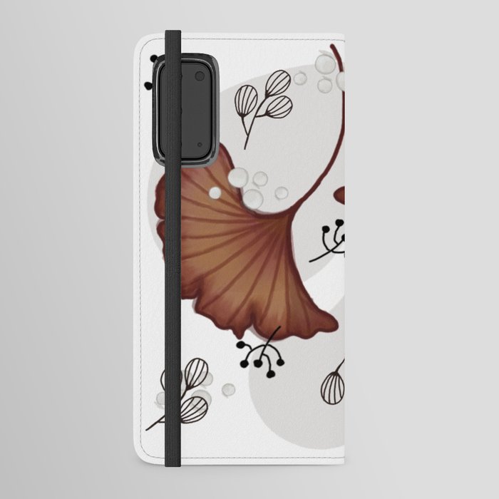 Ginkgo Leaves & Pearl D106 Android Wallet Case