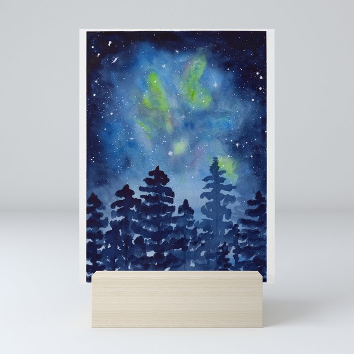Starry Night with Pines Mini Art Print
