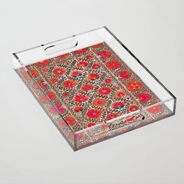 Kermina Suzani Uzbekistan Colorful Embroidery Print Acrylic Tray
