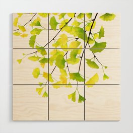 Ginkgo Branches Watercolor  Wood Wall Art