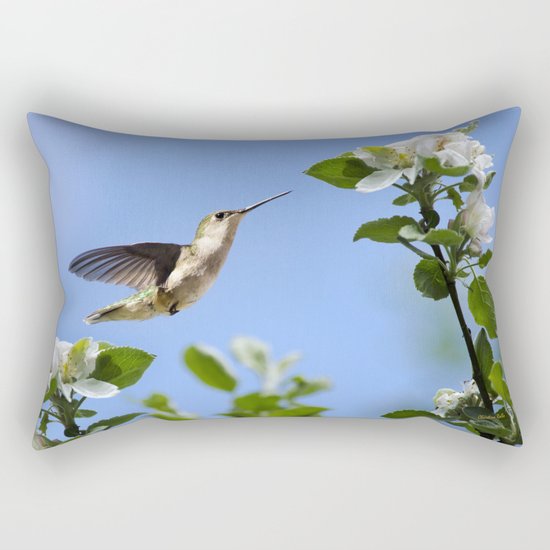 Spring Hummingbird Rectangular Pillow