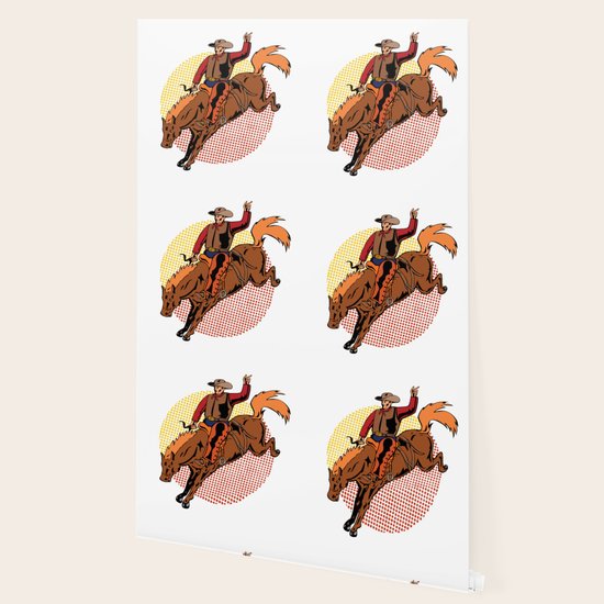 Vintage Retro Western Cowboy Horseback Rodeo Gift Wallpaper By Mintedfresh Society6