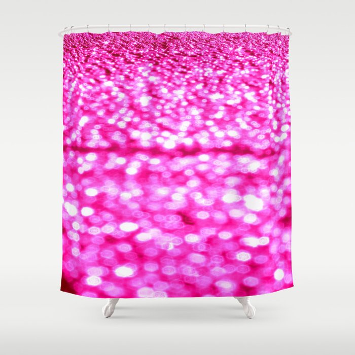 Fuchsia Pink Glitter Sparkle Shower Curtain