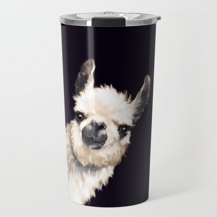 Sneaky Llama in Black Travel Mug