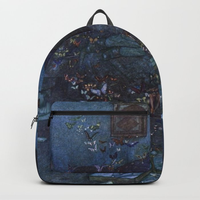 The Entomologist’s Dream, Boxes of Butterflies portrait painting by Edmund Dulac   Backpack