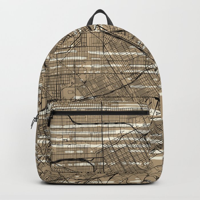 USA, Detroit City Map - Vintage Aesthetic Backpack