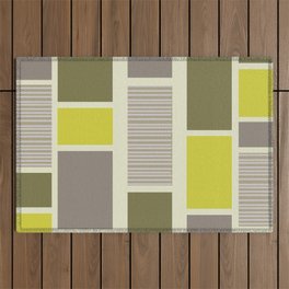 Mid Century Modern Panels Chartreuse Outdoor Rug
