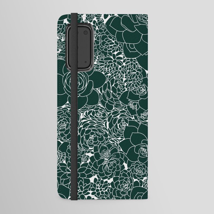 Succulent Line Drawing- Sansevieria Green Android Wallet Case