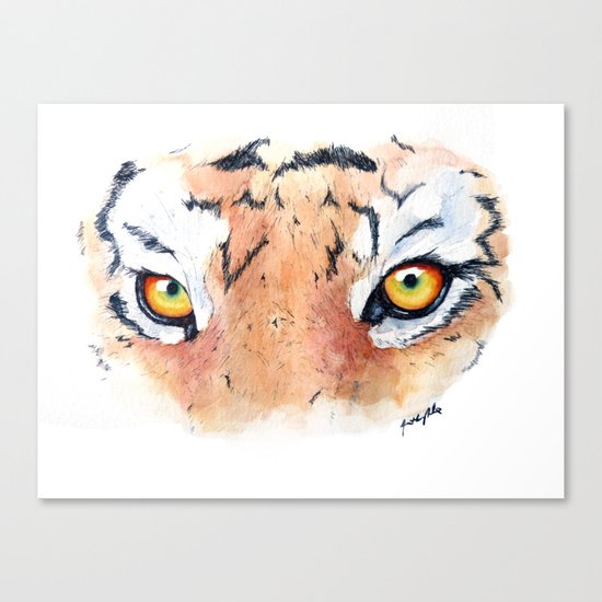 Tiger Eyes Realistic Watercolor Painting Canvas Print By