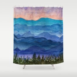 Blue Ridge Mountains Sunrise Original Watercolor Painting Shower Curtain