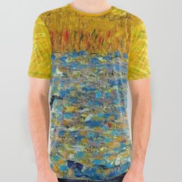 Van Gogh Sunrise over golden fields of wheat; Provence, France landscape painting All Over Graphic Tee