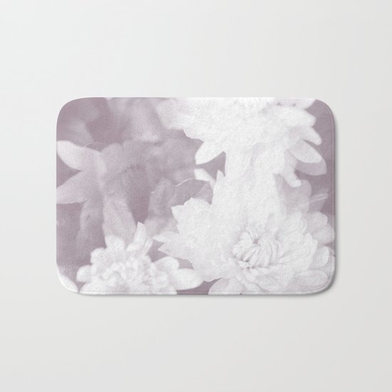 Elegant beauty - white flowers on purple background Bath Mat