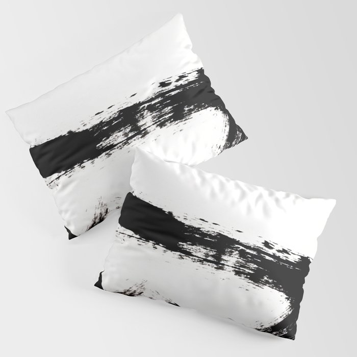 Brushstroke [8] - a simple, abstract, black and white india ink piece Pillow Sham