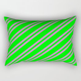 [ Thumbnail: Lime and Orchid Colored Striped Pattern Rectangular Pillow ]