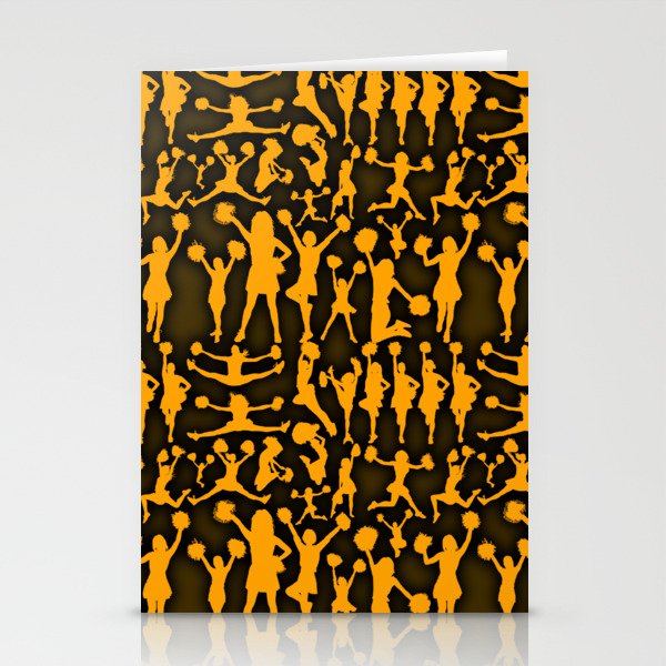 Cheerleader Wallpaper Pattern Orange Stationery Cards