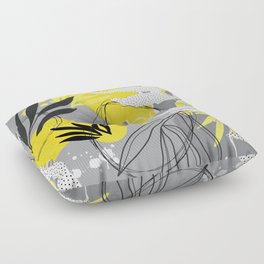 Yellow gray tropical abstract Floor Pillow