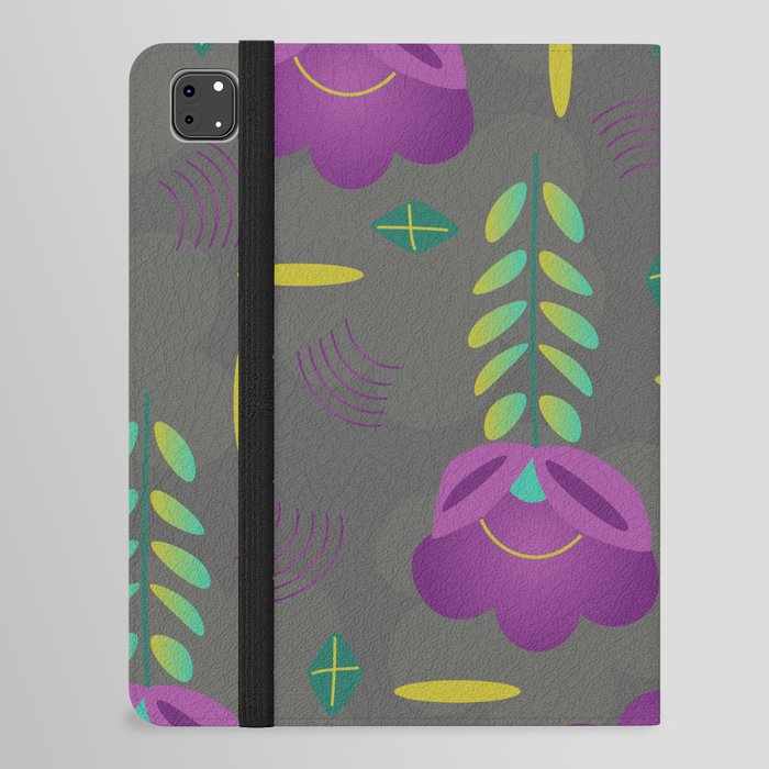 Purple Flower Pattern iPad Folio Case