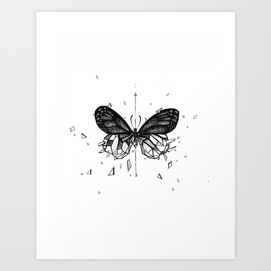 Geometric Butterfly B W Art Print By Lost Isle Design Society6